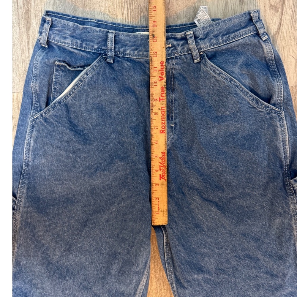 Zara Carpenter Jeans Women's Blue Denim Utility Pocket Relaxed Fit Size 30 - Picture 6 of 9